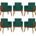 Ver imagem 1 de Kit 6 Poltronas Decorativas para Escritório Lis Corino e Pé 30cm - Verde Suede Corino
