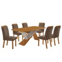 Ver imagem 2 de Mesa de Jantar Yasmin 180 Tampo Mdf Laminado Canto Copo e 6 Cadeiras Melissa