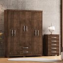 Ver imagem 1 de Guarda-Roupa Casal 6 Portas 2 Gavetas e Cômoda 5 Gavetas Itapema Marrom/Malbec