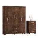 Ver imagem 2 de Guarda-Roupa Casal 6 Portas 2 Gavetas e Cômoda 5 Gavetas Itapema Marrom/Malbec
