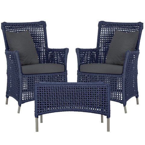 2 Poltronas e 1 Mesa Igapó em Alumínio Pintura Fendi Corda Náutica Estofado 11