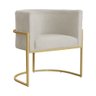 Poltrona Luana Suede Bege Base Metálica Dourada - Vallisa Decor - 1