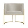 Poltrona Luana Suede Bege Base Metálica Dourada - Vallisa Decor - 2