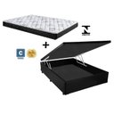 Ver imagem 1 de Cama Baú Casal Preto Suede + Colchão Espuma D33 138x188x17