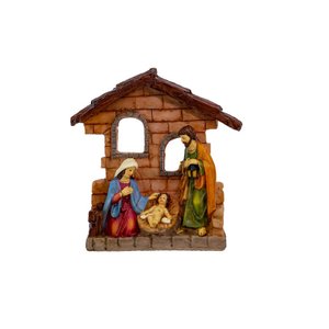 Presépio Sagrada Família Poliresina Premium Casa 12cm 3 Figuras - Magizi