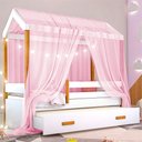 Ver imagem 3 de Cama Montessoriana Solteiro com Auxiliar Led e Voal Rosa