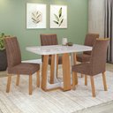 Ver imagem 1 de Conjunto Sala de Jantar Mesa Easy Pop 120x80cm Tampo Mdf 40mm com 4 Cadeiras Confort Couro Morano