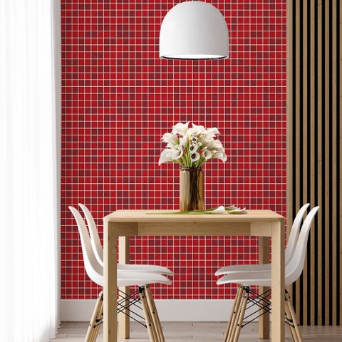 Papel de Parede Adesivo Pastilha Vermelha - 3,5m