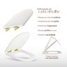 Assento Poliester Soft Close Antimicrobiano Link Lk Branco para Vaso Deca com Ferragem Dourada - 5