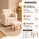 Ver imagem 4 de Poltrona Amamentação Mamãe em Balanço + Puff Tecido Bouclé Bege