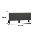 Ver imagem 6 de Gabinete de Cozinha 174cm Armário Aço 4 Portas e 3 Gavetas:Preto