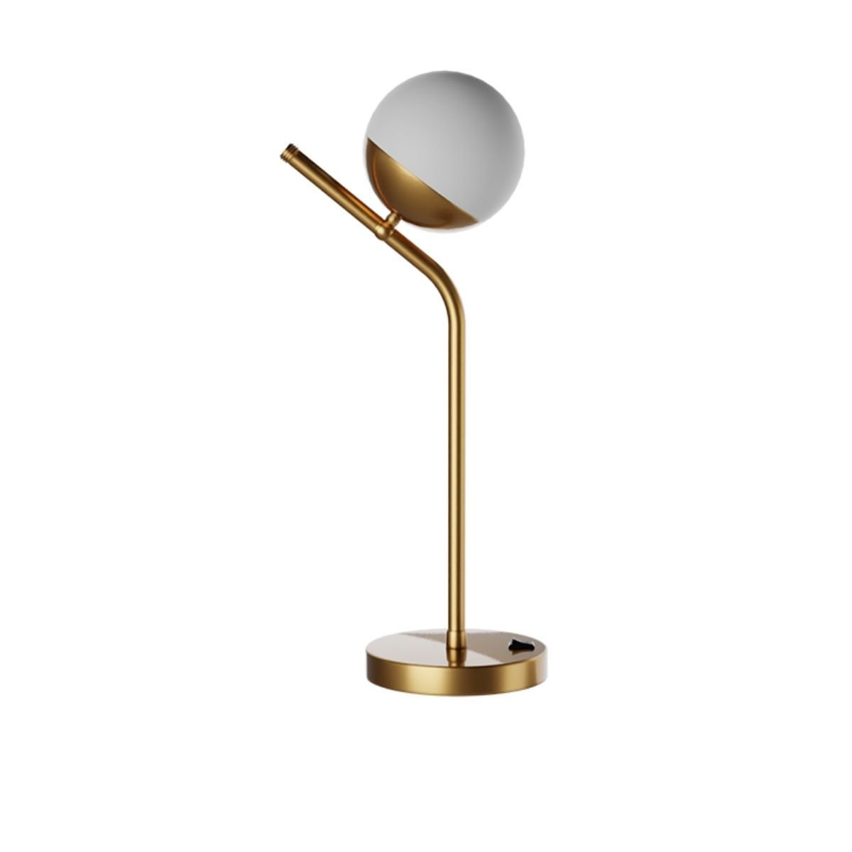 Abajur Luminária de Mesa Quarto ou Sala Inclinado Dourado com Vidro Globo Fosco 12cm com Lâmpada