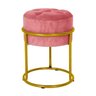 Puff Decorativo Estofado Capitonê Cores em Ferro Dourado:rosa Chiclete - 1