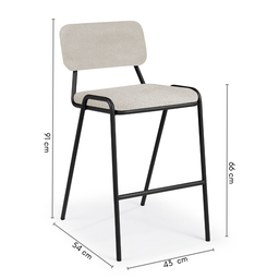 Banqueta Ipê em Aço Carbono Preto Bege Seixo - 2