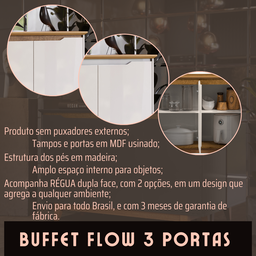 Aparador Buffet 3 Portas Moderno Mdf/mdp Multiuso Retro Top - 2