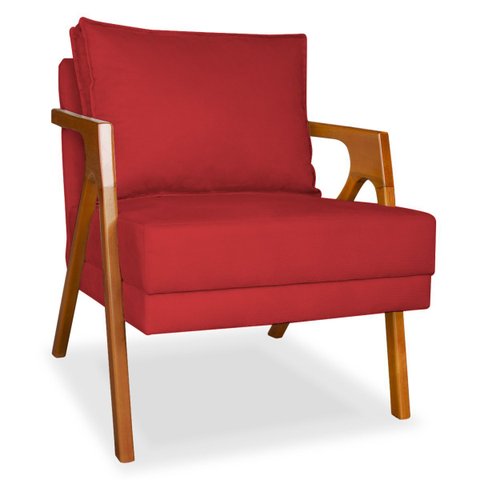 Poltrona Mona Luxo Clinica Recepção Sala de Estar em Veludo:vermelho