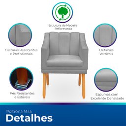 Poltrona Cadeira para Sala Confortável e Moderna Mila Suede - 3