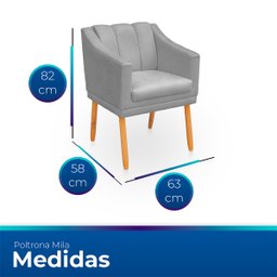 Poltrona Cadeira para Sala Confortável e Moderna Mila Suede - 6