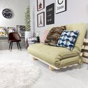 Ver imagem 6 de Sofa Cama Casal Futon Oriental D33 com Madeira Maciça - Bege Claro
