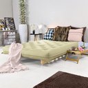 Ver imagem 2 de Sofa Cama Casal Futon Oriental D33 com Madeira Maciça - Bege Claro