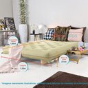 Ver imagem 4 de Sofa Cama Casal Futon Oriental D33 com Madeira Maciça - Bege Claro
