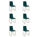 Ver imagem 1 de Kit 6 Cadeiras de Jantar Cozinha Industrial Lexa Veludo - Élpis Móveis - Verde - Dourada