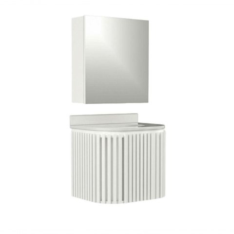 Conjunto Gabinete para Banheiro Emma 2 Portas MDF 15mm 60cm Branco Venturi