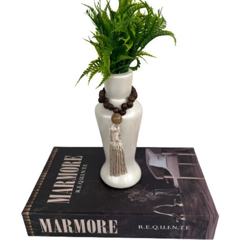 Decoração Sala Quarto Livro Fake + Vaso Garrafa + Colar