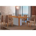 Ver imagem 1 de Conjunto: Mesa de Cozinha Pietá Tampo Curvo 180cm+6 Cadeiras Dafne Madeira Naturale/Off White -
