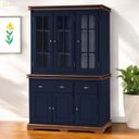 Ver imagem 1 de Cristaleira Arca e Oratório 6 Portas 2 Gavetas Manchester 2058 - Azul Petróleo/imbuia Glazer