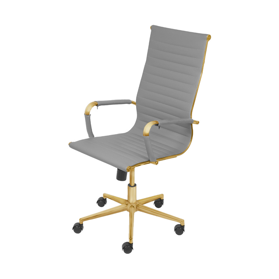 Cadeira de Escritório Giratoria Eames Cinza - Alta | Dourado Matte