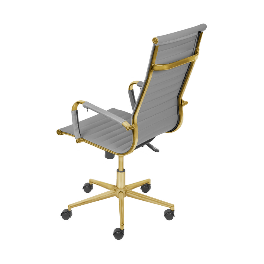 Cadeira de Escritório Giratoria Eames Cinza - Alta | Dourado Matte - 3