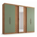 Ver imagem 2 de Guarda-Roupa Casal com Espelho 7 Portas 8 Gavetas Freijó/Verde Sálvia 270cm Yescasa Absolut New