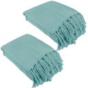 Ver imagem 1 de Kit 2 Mantas Para Sofá Verde Água 240x180 em Algodão