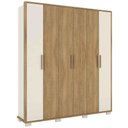Ver imagem 2 de Guarda-Roupa Casal Java 6 Portas 3 Gavetas Nature/Off White - Rodial