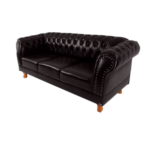 Sofá Chesterfield Capitone Duque 1.80m 3 Assentos Courano Café / Dom Pedro - Barbearia - Escritório