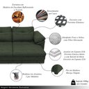 Ver imagem 3 de Sofá Retrátil Manual Sala de Estar Nolan Bipartido 175cm Conforto Premium em Couro Verde Manchado G5