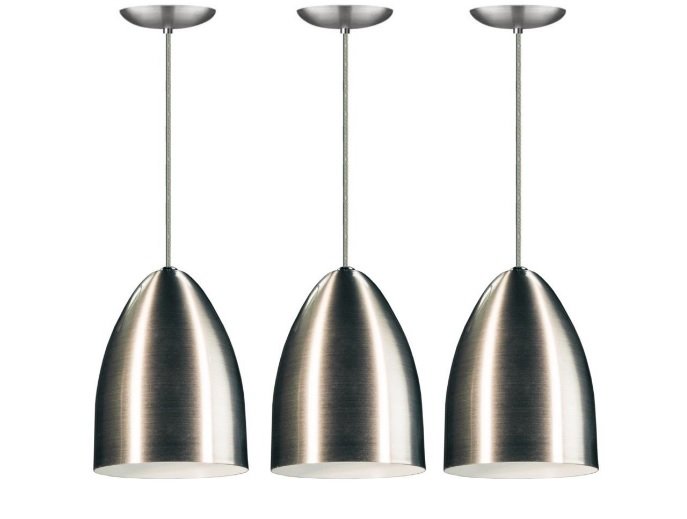 Kit 3 Pendentes Cone De Aluminio Escovado Com Soquete E-27 | MadeiraMadeira