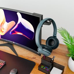 Suporte para Headset Canto Monitor-compacto-organizador -lado Direito-abs-fone de Ouvido-acessório - 2