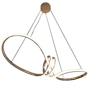 Lustre Luminaria Arco Aneis Infinito 3 em 1 Pendente LED Decoraçao Iluminaçao Luxo Sala Quarto Casa 