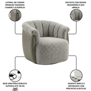 Ver imagem 3 de Poltrona Decorativa Giratória Luxuosa Confortável Montada Bouclé Cinza Courino Cinza P/ Sala Hall