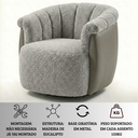 Ver imagem 6 de Poltrona Decorativa Giratória Luxuosa Confortável Montada Bouclé Cinza Courino Cinza P/ Sala Hall