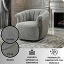 Ver imagem 5 de Poltrona Decorativa Giratória Luxuosa Confortável Montada Bouclé Cinza Courino Cinza P/ Sala Hall