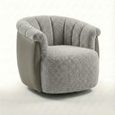Ver imagem 2 de Poltrona Decorativa Giratória Luxuosa Confortável Montada Bouclé Cinza Courino Cinza P/ Sala Hall