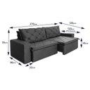 Ver imagem 3 de Sofá Cama Retrátil Reclinável 2,70m Bangkok Suede Velut Cinza Molas no Assento - King House
