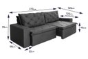 Ver imagem 3 de Sofá Cama Retrátil Reclinável 2,70m Bangkok Suede Velut Cinza Molas no Assento - King House