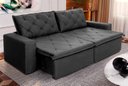 Ver imagem 1 de Sofá Cama Retrátil Reclinável 2,70m Bangkok Suede Velut Cinza Molas no Assento - King House