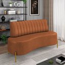 Ver imagem 4 de Sofá Namoradeira 2 Lugares Orgânico Sala Hall de Entrada Living 135cm Pé Dourado Maraú Corano Nozes