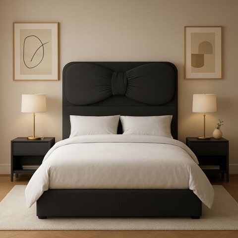 Cabeceira de Cama Box Estofada 120 Cm Viúva Decoração Laço Boucle