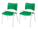 Ver imagem 2 de Cadeira Iso Base Branco Igreja, Escola, Escritório - Verde Kit 2 Peças